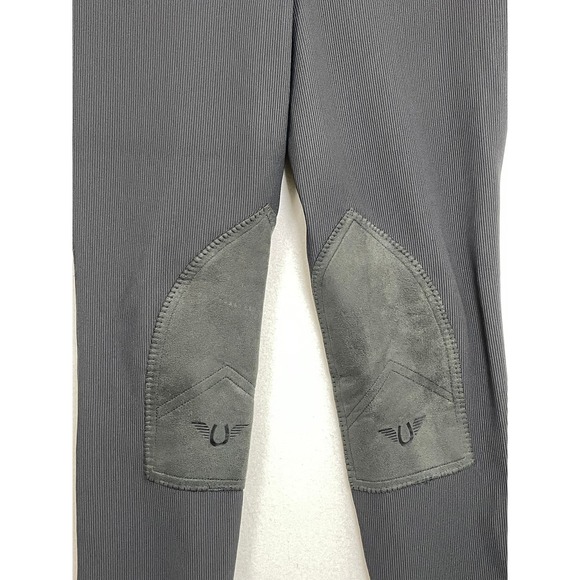 Ribbed Low Rise Knee Patch Riding Breeches Charcoal Ladies Size 30 - Picture 9 of 13